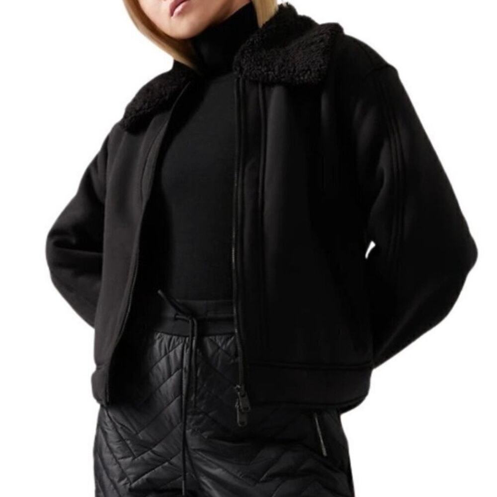 NWT Athleta Westbound Sherpa Jacket in Black Size Large